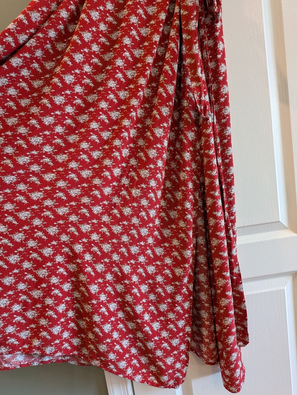 Natural Life Sophia Ditsy Floral Wrap Maxi Dress Red Country Cottagecore Size M - Picture 10 of 15